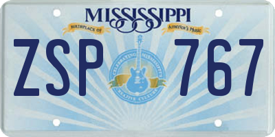 MS license plate ZSP767