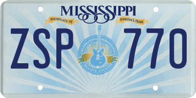 MS license plate ZSP770