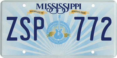 MS license plate ZSP772