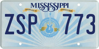 MS license plate ZSP773