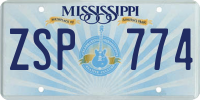 MS license plate ZSP774