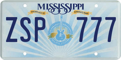 MS license plate ZSP777