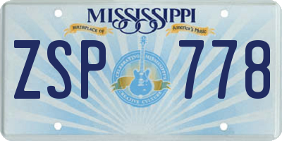 MS license plate ZSP778
