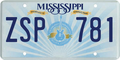 MS license plate ZSP781