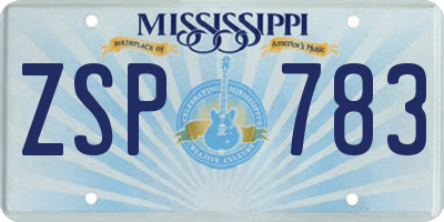 MS license plate ZSP783