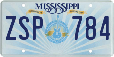 MS license plate ZSP784