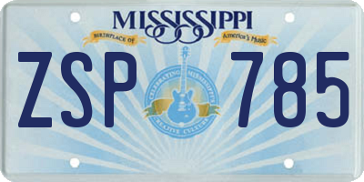 MS license plate ZSP785