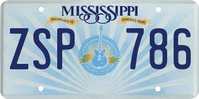 MS license plate ZSP786
