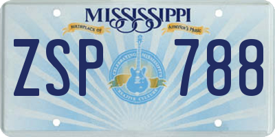 MS license plate ZSP788