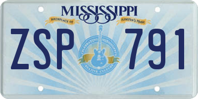 MS license plate ZSP791