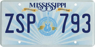 MS license plate ZSP793