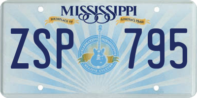 MS license plate ZSP795