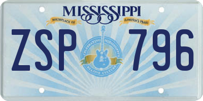 MS license plate ZSP796