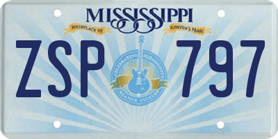 MS license plate ZSP797