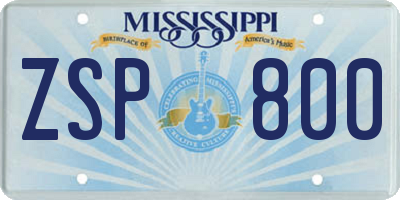 MS license plate ZSP800