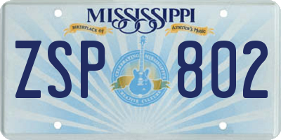MS license plate ZSP802