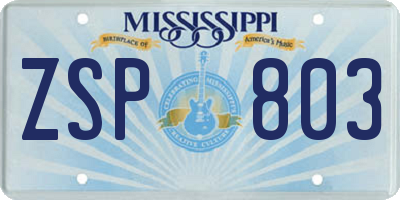 MS license plate ZSP803