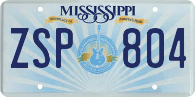 MS license plate ZSP804