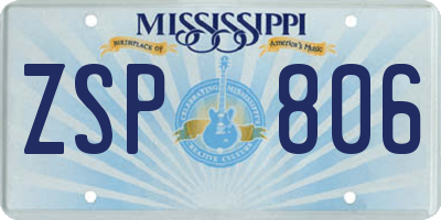 MS license plate ZSP806