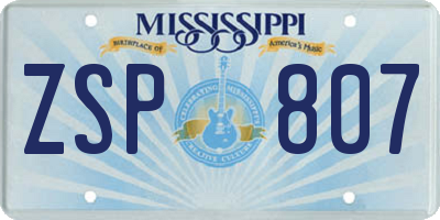 MS license plate ZSP807