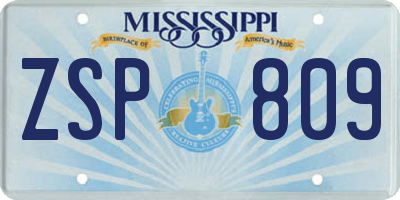 MS license plate ZSP809
