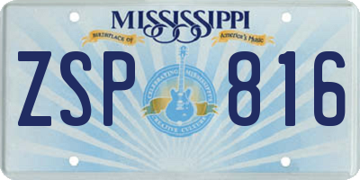 MS license plate ZSP816