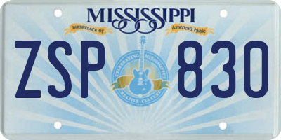 MS license plate ZSP830