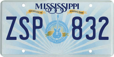 MS license plate ZSP832