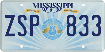 MS license plate ZSP833