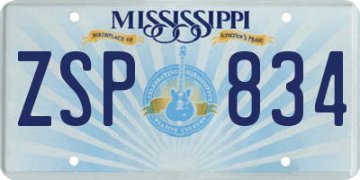 MS license plate ZSP834
