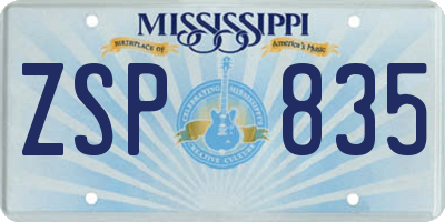 MS license plate ZSP835