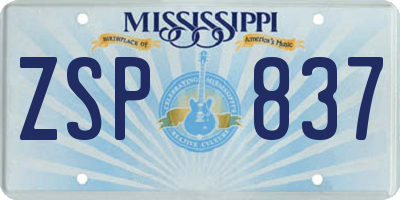 MS license plate ZSP837