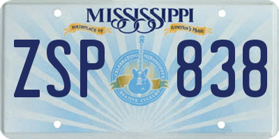 MS license plate ZSP838