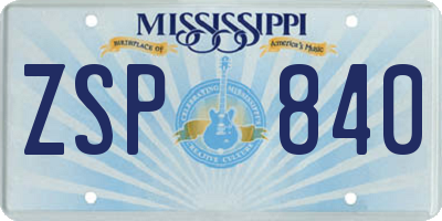 MS license plate ZSP840