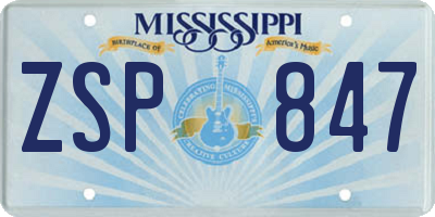 MS license plate ZSP847
