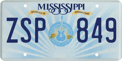 MS license plate ZSP849