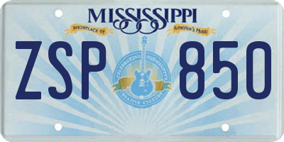MS license plate ZSP850