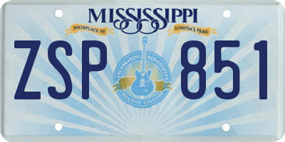 MS license plate ZSP851
