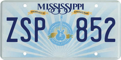 MS license plate ZSP852