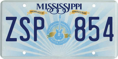 MS license plate ZSP854
