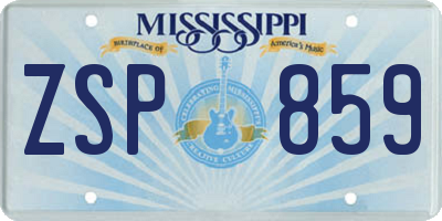 MS license plate ZSP859
