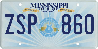 MS license plate ZSP860