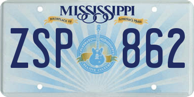 MS license plate ZSP862