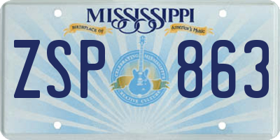 MS license plate ZSP863