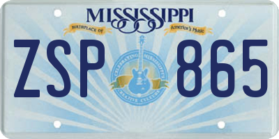MS license plate ZSP865