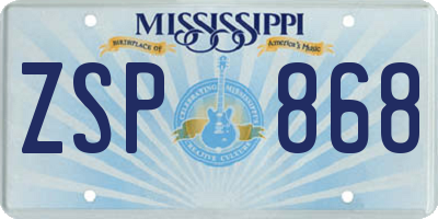 MS license plate ZSP868
