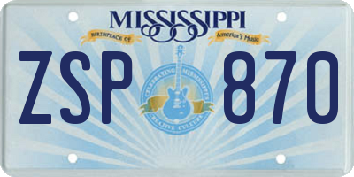 MS license plate ZSP870