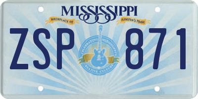 MS license plate ZSP871