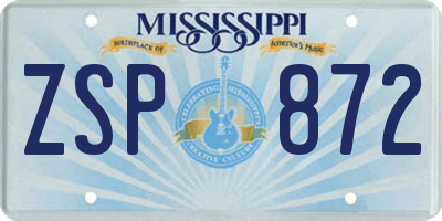 MS license plate ZSP872