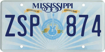 MS license plate ZSP874